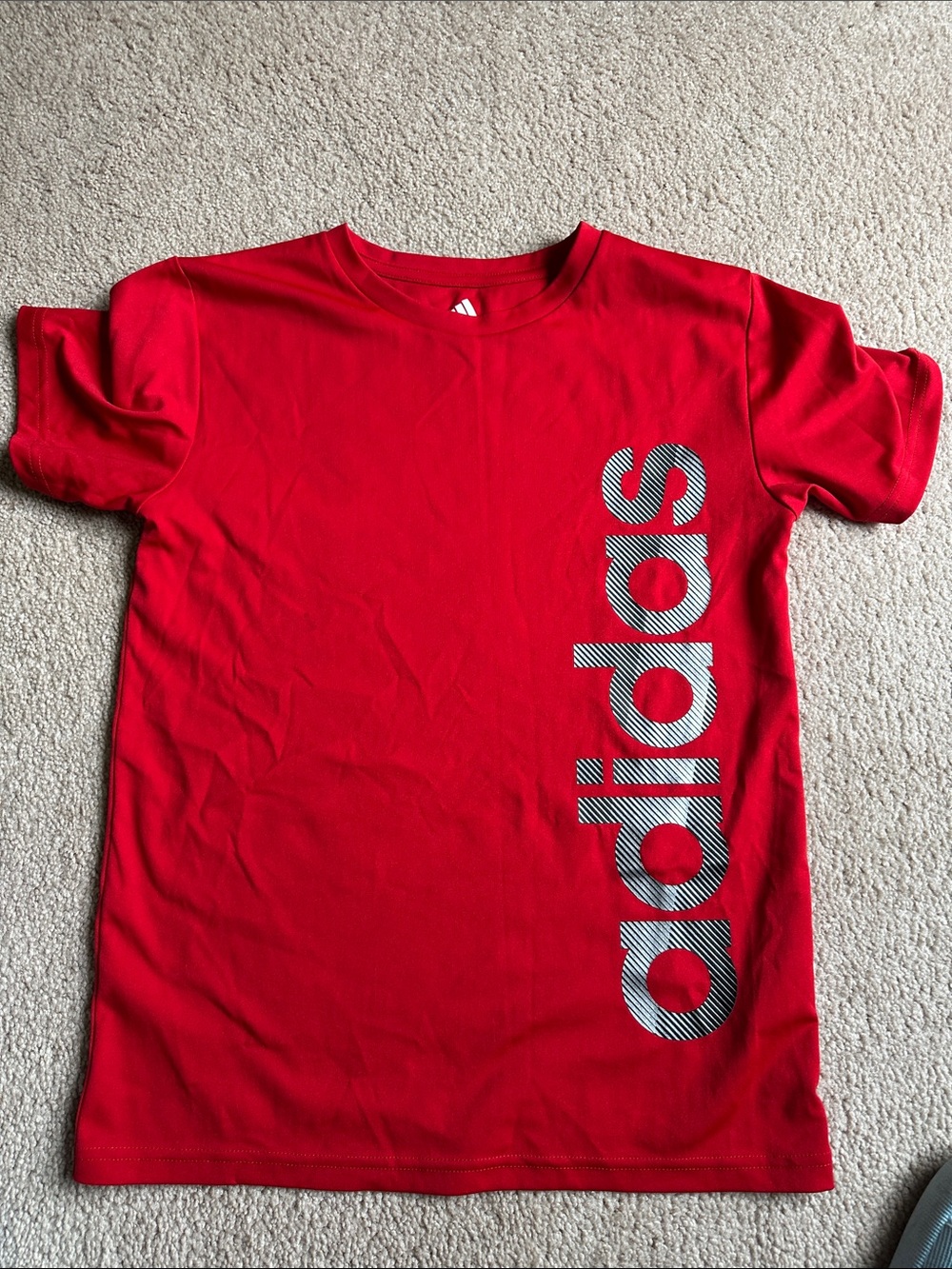 Adidas Red Tee with Vertical Logo